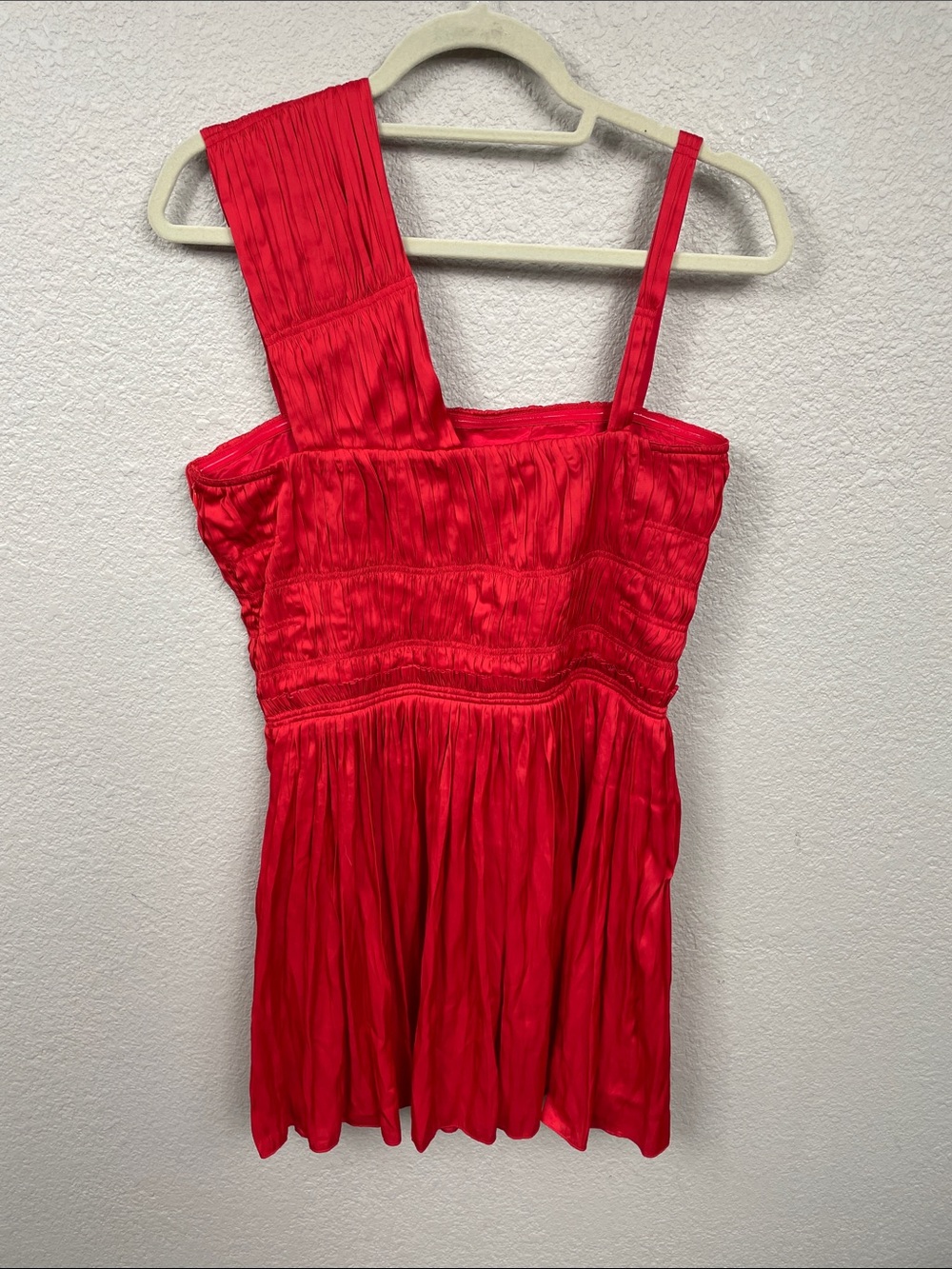 NWT Zadig & Voltaire Roselie Satin Asymmetric Mini Dress Red Sz L - Picture 6 of 14